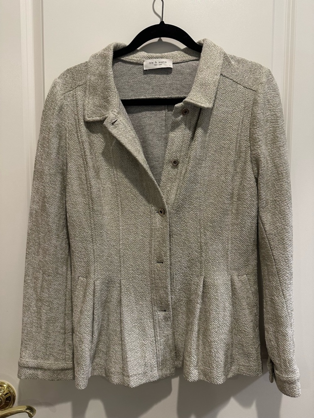 Lola & Sophie Light Gray Textured Peplum Jacket